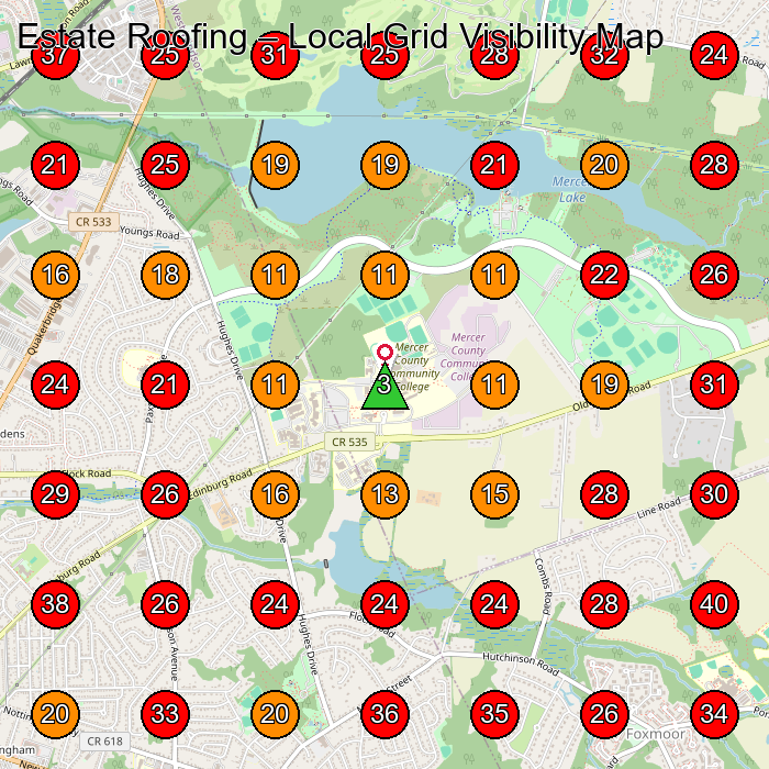 Estate Roofing GeoGrid visibility map for Roofing Contractor in Clifton